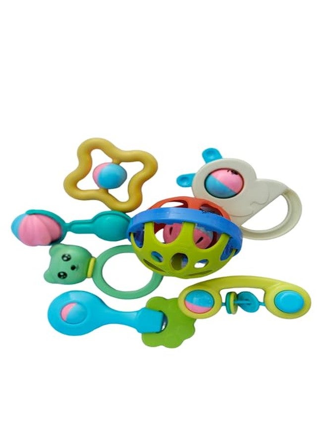 Samip Premium 7 pcs Rattle Ball Toys Combo for Babies Non-Toxic Plastic Colourful Lovely Attractive Baby Rattle for Infant Products (Multicolour) - Image 3
